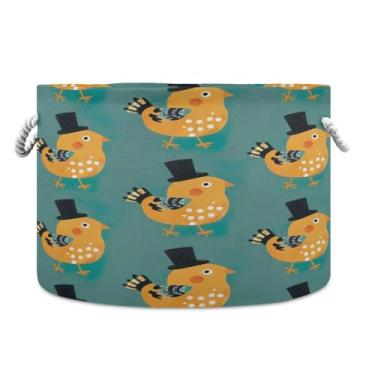 Imagem de WELLDAY Cesta de corda de algodão fofa cesta de lavanderia para bebê de peru para sala de estar, lavanderia, berçário, travesseiros, decoração de casa