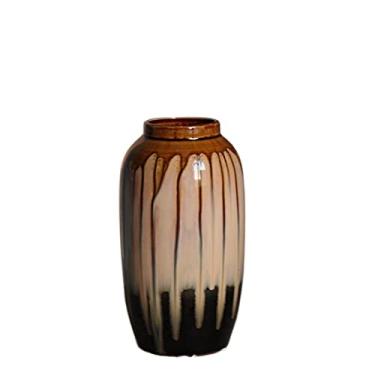 Imagem de YYBOES Vasos para flores, vaso de cerâmica, vaso de chão, ornamentos de bancada, sala de estar, corredor, entrada, decorativo, simples, arranjos de flores secas, vaso vintage, adequado para kit de