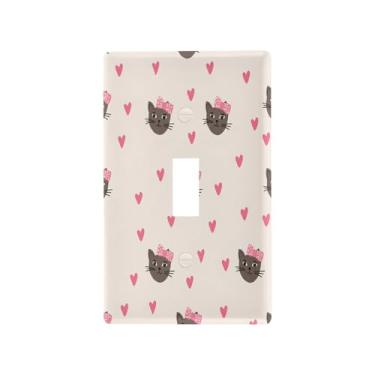 Imagem de Wassud Placa decorativa para interruptor de luz de gato marrom escuro para tomadas elétricas, interruptor único, 11 x 7 cm