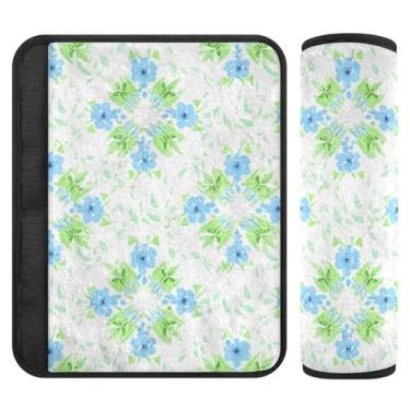 Imagem de Burbuja Capa para cinto de segurança de carro Flower Piles Protetor de cinto de segurança de carro macio confortável para alça de ombro de assento, 1 par pequeno