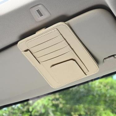 Imagem de Pequeno organizador de viseira de sol de couro para carro, suporte de óculos de sol e organizador de bolso de armazenamento de documentos, universal para carros, caminhões, SUVs