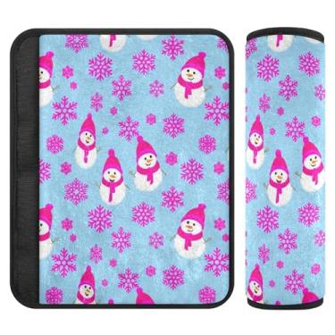 Imagem de Burbuja Capa para cinto de segurança de carro Snowman Floco de neve, macio, confortável, protetor de cinto de segurança para alça de ombro de assento, 1 par pequeno