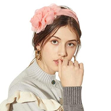 Imagem de Fasbuy Chapéu Fascinator feminino de penas floral Kentucky Fascinator Tea Party Cocktail Tiara Derby Hats, rosa, 1 Count (Pack of 1)