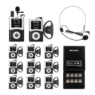 Imagem de Retekess T130U (4ª geração T130) Sistema de guia turístico de áudio, 200 m, 16 portas de carregamento USB, fácil operação, sistema de tradução para fábrica, escola (1 transmissor e 10 receptores)