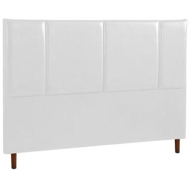 Imagem de Cabeceira Estofada Casal Panamá Couro Branco 140 Cm