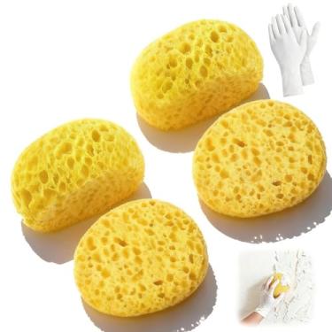 Imagem de Kit de reparo de textura de drywall, 4 esponjas de textura Knockdown e luvas, para remendo de parede e teto faça você mesmo, casca de laranja combinando e textura salpicada