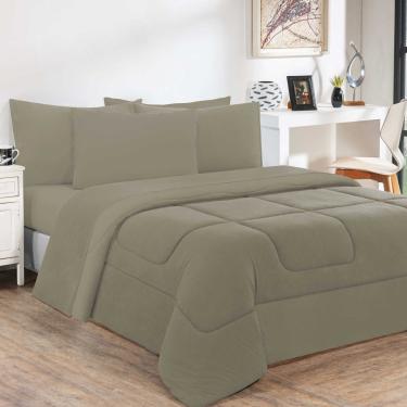 Imagem de Kit Edredom Malha 100% Algodão Gran Moratta 3 Peças Queen - Avelã/Avelã