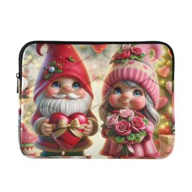 Imagem de Capa para laptop bolsa durável para transporte de computador Valentine Gnomos Love à prova de choque capa protetora para notebook