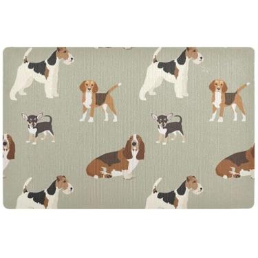 Imagem de TSENQUE Tapete de cachorro personalizado fofo Pug engraçado decoração de varanda de outono lavável antiderrapante tapete para sapatos internos à prova d'água 81 cm x 50 cm