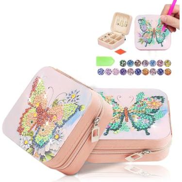 Imagem de VVBAOZI Kit de caixa de joias com pintura de diamante faça você mesmo – Design de borboleta brilhante, arte de resina para mulheres, presente para mãe, dia dos namorados, aniversários (borboleta)