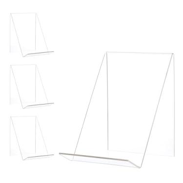 Imagem de PATIKIL Divisórias de prateleira, pacote com 4 unidades de acrílico transparente para armário separador de prateleiras, suporte de tablet para exibição de álbuns, livros, CDs, tablets, imagens, 11,4