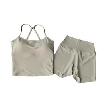 Imagem de Conjunto De Roupas De Exercício Feminino Com Top De Yoga Slim Fit E Sh