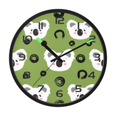 Imagem de CEBUGI Relógio de parede com luz noturna de 30,5 cm que brilha no escuro com sensor de voz, lindos coalas brancos, relógios de parede operados por bateria para decoração de quarto e sala de estar