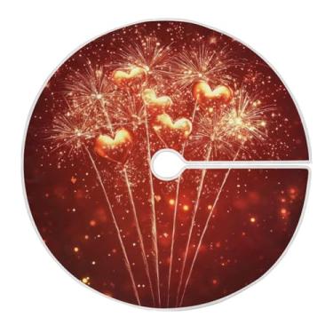 Imagem de Blueangle Saia de árvore de fogos de artifício dos namorados de 90 cm - decoração de árvore de feriado de poliéster macio resistente a rugas (264)