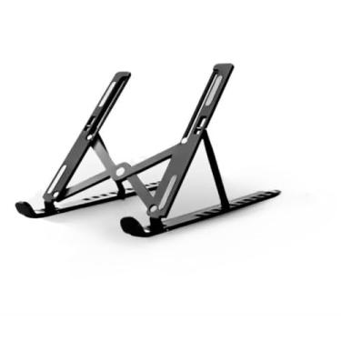 Imagem de Suporte Dobrável para Notebook e Tablet - Base Plástica Portátil com 7 Níveis de Ajuste, Ideal para Home Office e Viagens (Preto)