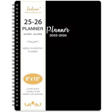 Imagem de Agenda 2026 - Agenda 2026 semanal e mensal, janeiro de 2026 a dezembro de 2026, 19,6 cm x 25 cm, com abas, papel grosso, encadernação em espiral, preto clássico