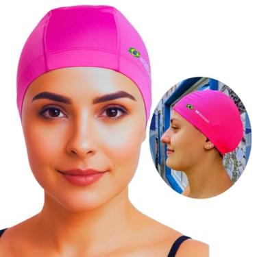 Imagem de Touca De Natação Tecido Elástico com Proteção UV e Secagem Rápida, Conforto Anatômico (Pink)