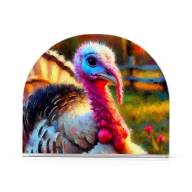 Imagem de Porta-guardanapos de mesa laranja com retrato de peru de ação de graças, porta-guardanapos antiderrapante, pacote com 2, porta-guardanapos para banheiro