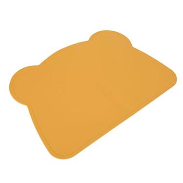 Imagem de GLOGLOW Jogo Americano Infantil, Formato de Urso, Antiderrapante, Isolamento Térmico, 14,4 X 10,4 Polegadas, Jogo Americano de Silicone de Material Macio para Nan (Amarelo)