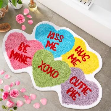 Imagem de Percozzi Conversação Coração Tapete de Casa de Banho Valentine Tufado Antiderrapante Absorvente de Água Tapete de Banho para Banheiro Chuveiro Banheira Cozinha Tapete Decorações