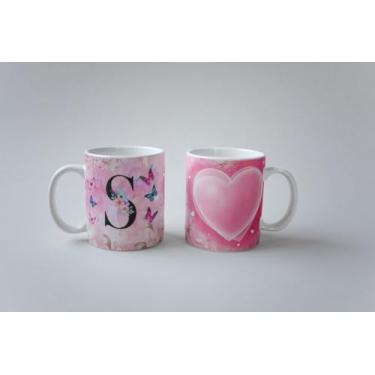 Imagem de Caneca Alfabeto Borboleta Porcelana 325ml (S)