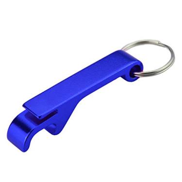 Imagem de Chaveiro abridor de garrafa de cerveja bolso metal metal dividido ferramenta chaveiro grande cozinha bar ferramenta acessórios com barra de garra (azul)