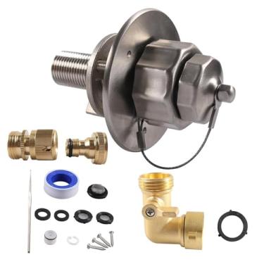 Imagem de Whtkoph Flange de Entrada de água Doce, Rosca Fêmea NH de 3/4" para Rosca Macho NPT de 1/2", Conexão de Entrada de água para Barcos E Veículos Recre, com Conector de Mangueira, Tamanho real