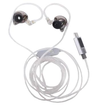 Imagem de Luocute Fones de Ouvido para Jogos USB C, Fones de Ouvido Com Fio HiFi Com Cabo Removível de 2 Pinos, Microfone Embutido, Drivers Híbridos 1BA + 1DD Earbud In Ears de para