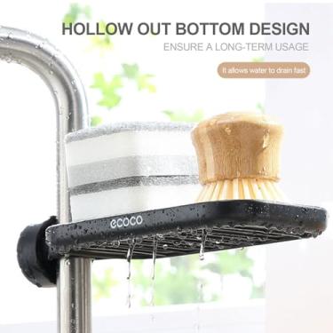 Imagem de Suporte para Esponja de Torneira Cozinha Rack Organizador Aço Inoxidável Porta-Esponja Pia Drenador Armário Esponjas Pincéis Sabão Resistente Rotativo