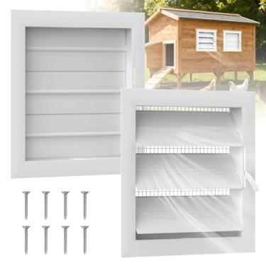 Imagem de Wintcomfort 2 peças de ventilação ajustável para galinheiro, ventilação de liga de alumínio de 30,5 cm x 30,5 cm com tela de malha para antidetritos, tampa de ventilação com persiana para janela de