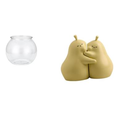 Imagem de Whtkoph Suporte para Livros com Aquário de Cerâmica Transparente, Ornamento, Vaso Transparente para Projetos DIY, Ideal para Quarto, Sala de Estar E Mesa de T