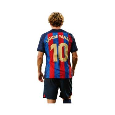 Imagem de Camisa De Futebol Familiar Combinando Com Listras Vermelhas E Azuis E 