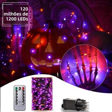Imagem de Luzes De Natal Em Cordão Roxo E Laranja Para Halloween, 100 LEDs USB, 