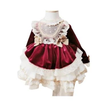 Imagem de Vestido De Princesa Para Meninas Em Renda E Corduroy, Fofo, Para O Car