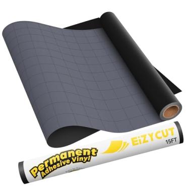 Imagem de EIZYCUT Rolo de vinil adesivo permanente - 30,5 cm x 4,5 m vinil adesivo preto para todas as máquinas de corte, para placas, decalques, casa e projetos DIY