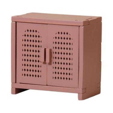 Imagem de harayaa Armário de madeira decorativo para casa de bonecas em escala 1:12, modelo de móvel, acessório para fotos, ideal para quarto ou loja, Rosa