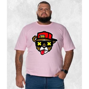 Imagem de Camiseta Plus Size Premium Estampada Algodão Boné Bolado 3.0, Rosa, G3