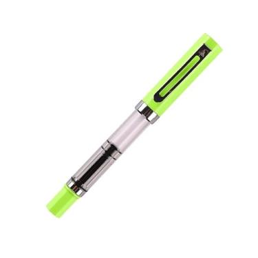 Imagem de GAFNED Caneta-tinteiro pistão caneta de tinta de plástico EF/F ponta prata clipe negócios papelaria escritório material escolar (verde, EF)