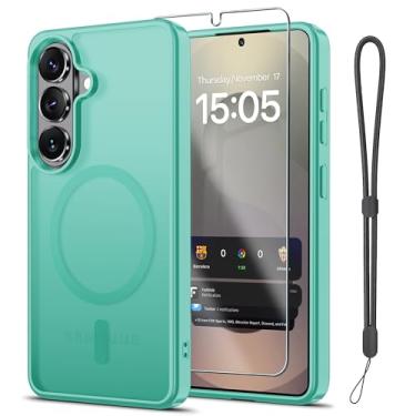 Imagem de Janmitta Capa magnética para Samsung Galaxy S26, com protetor de tela, compatível com MagSafe, proteção contra quedas de grau militar, capa de telefone fosca translúcida fina à prova de choque