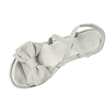 Imagem de Sandálias rasteiras femininas com sola macia calçado de praia casual ao ar livre primavera verão slip-on confortável leve, Bege, 38