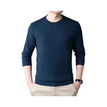 Imagem de Camiseta Masculina De Manga Longa Em Malha Waffle, Casual, Sólida, Com