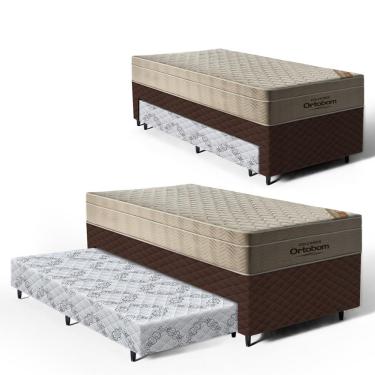 Imagem de Cama Box com Colchao de Molas Ensacadas Ortobom AirTech SpringPocket + Auxiliar de Espuma Unique Solteiro 88cm