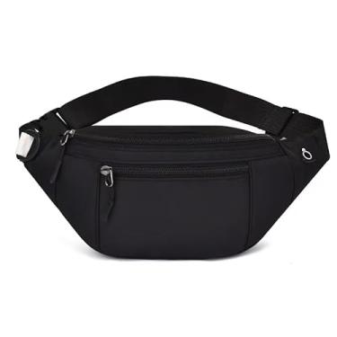 Imagem de Pochete para mulheres, bolsa de cintura moderna com alça ajustável para viagens, esportes, corrida, Preto, Bolsa de peito unissex