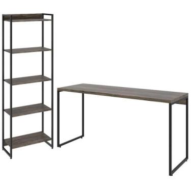 Imagem de Kit Estante Areta 5 Prateleiras com Mesa Industrial Aspen 150cm C01 Ca
