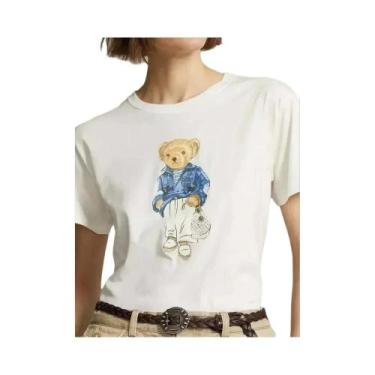 Imagem de Camiseta Feminina Divertida Com Estampa De Urso, Gola Redonda, Estilo 