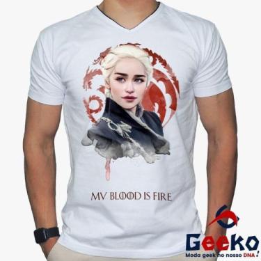 Imagem de Camiseta Game Of Thrones 100% Algodão Daenerys Targaryen Fire and Bloo