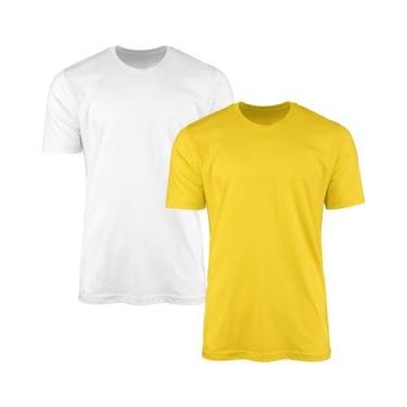 Imagem de Kit 2 Camisetas AMGK Masculina Lisa Básica 100% Algodão, Branco, Amare
