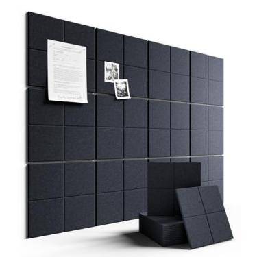 Imagem de Fluxynara Quadro de avisos grande de feltro 122 cm x 91 cm Alternativa para quadro de cortiça - pacote com 12 com 70 abas adesivas removíveis seguras, quadros de cortiça para paredes, quadro de