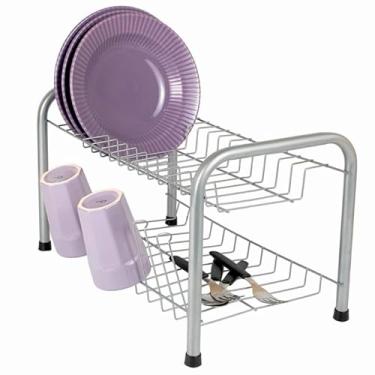 Imagem de escorredor de pratos prático de dupla camada (prata)