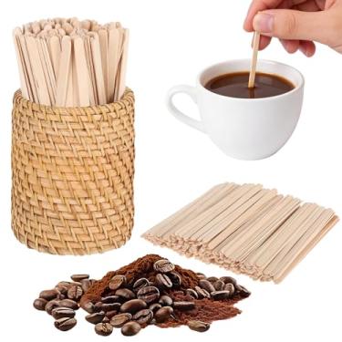 Imagem de Suporte para mexedores de café de 200 unidades, agitadores de coquetel de vime de 12 cm, palitos de madeira para bebidas quentes ou frias, cafeteria, cozinha doméstica, suprimentos de festa e